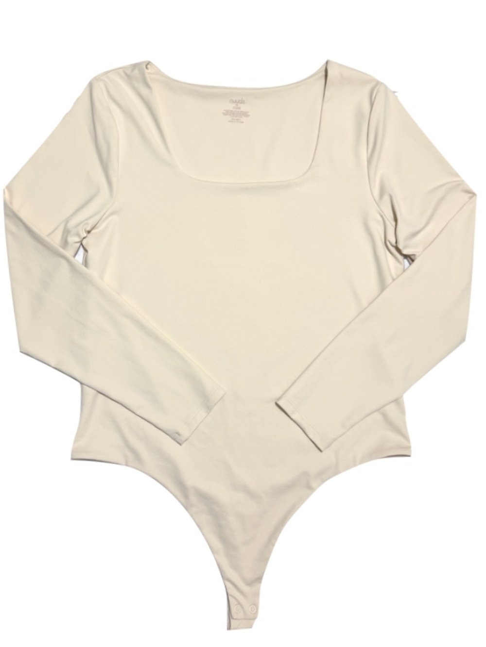 Nuuds Long Sleeve Square Neck Bodysuit in Bone Size XL